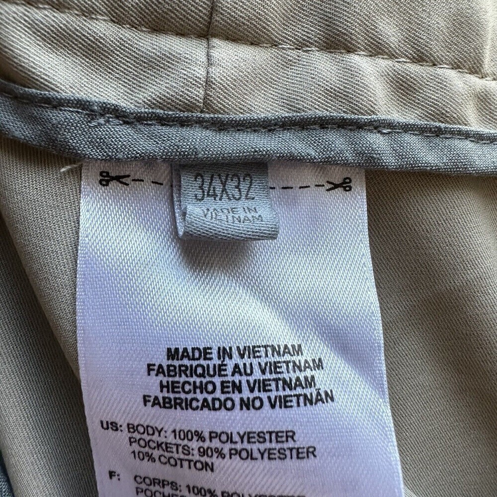 Adidas Golf Pants Mens 34 Beige Performance Stretch 3-Stripe Flat Front Chinos - Picture 15 of 16